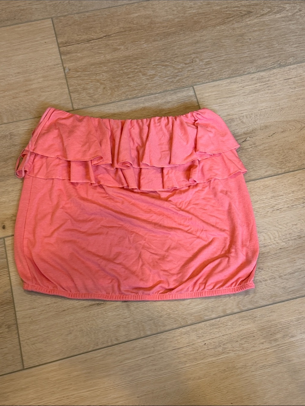 American Eagle Outfitters Coral Pink Ruffle Tube Top
